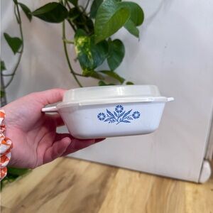 Corningware White Petite Pan with Blue Design